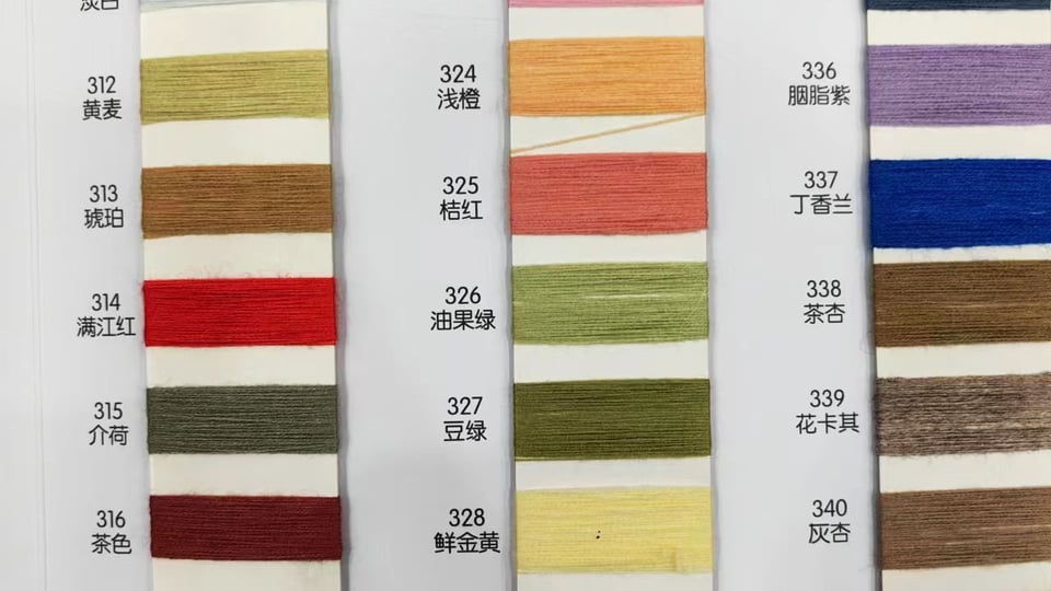 48S/2 Polyester blended yarn,30% polyester,20% nylon,25% viscose,25% acrylic, color card sample diagram 