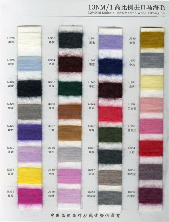 Carta de colores de hilo de mohair de alta proporci&oacute;n Figura 1, Carta de colores de hilo de mohair de alta proporci&oacute;n