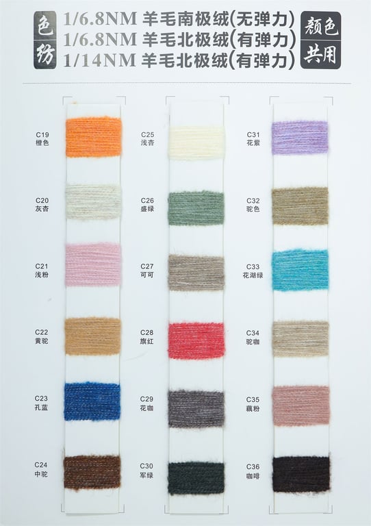 Hilados de lana mezclados, hilados color carta