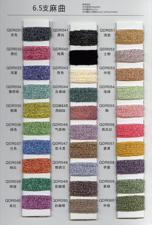 Hilos acr&iacute;licos de lino sint&eacute;tico, hilos especiales carta de colores