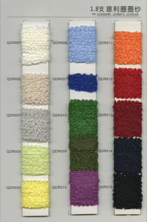 Acrylic blended yarn color card, 1.8 Italian coil yarn color card, Italian loop yarn color card, Italian core yarn color card
